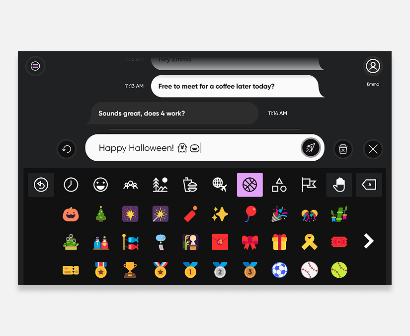 Emojis supported on TD Phone by Tobii Dynavox
