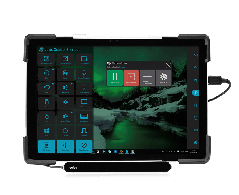 Tobii Dynavox Durable Case with Surface Pro tablet and EyeMobile Mini eye tracker