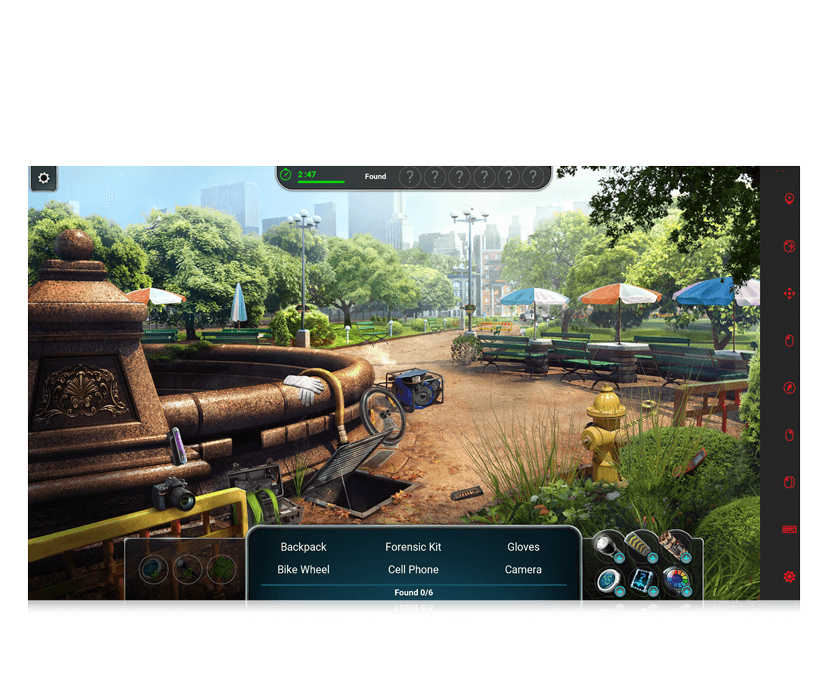 Homicide Squad game for eye gaze users, featuring a crime scene in Central Park.