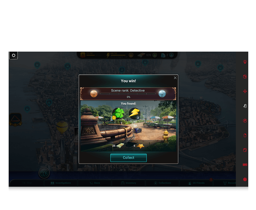 Homicide Squad game for eye gaze users, featuring a solved crime in Central Park.