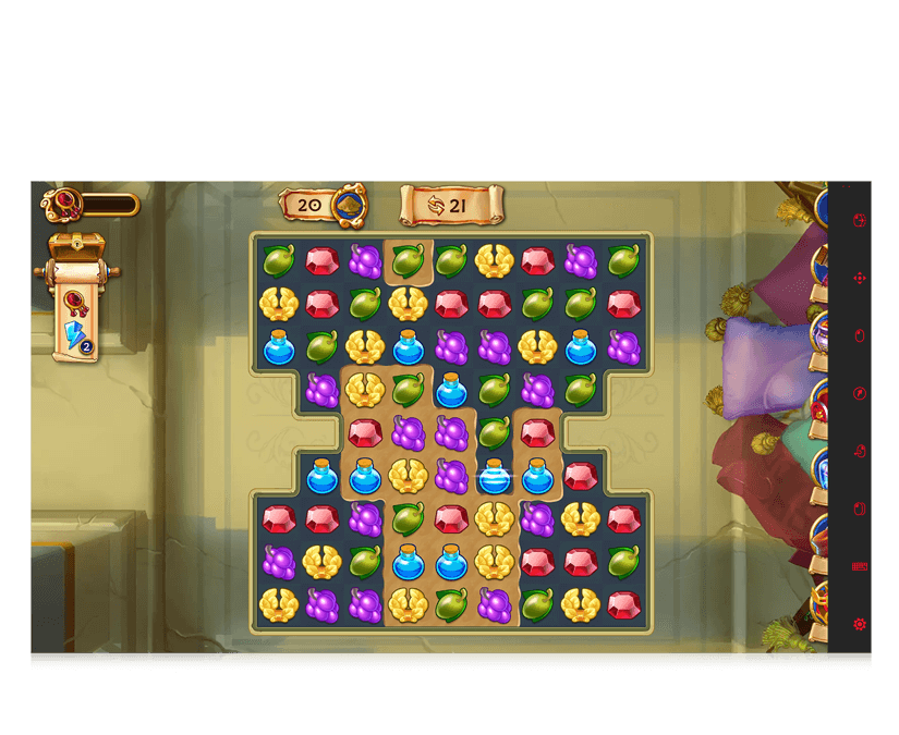 Jewels of Rome eye gaze game match-3 screenshot featuring different jewels