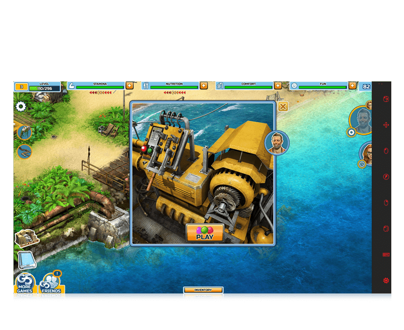 The Quest eye gaze game aerial view of island screenshot