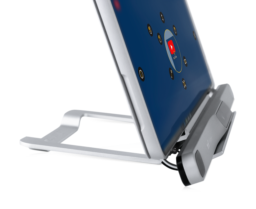 PCEye bracket with PCEye eye tracker and tablet featuring Computer Control software