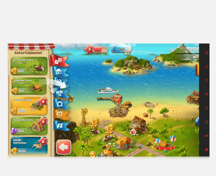 Paradise Island eye gaze game start page screenshot